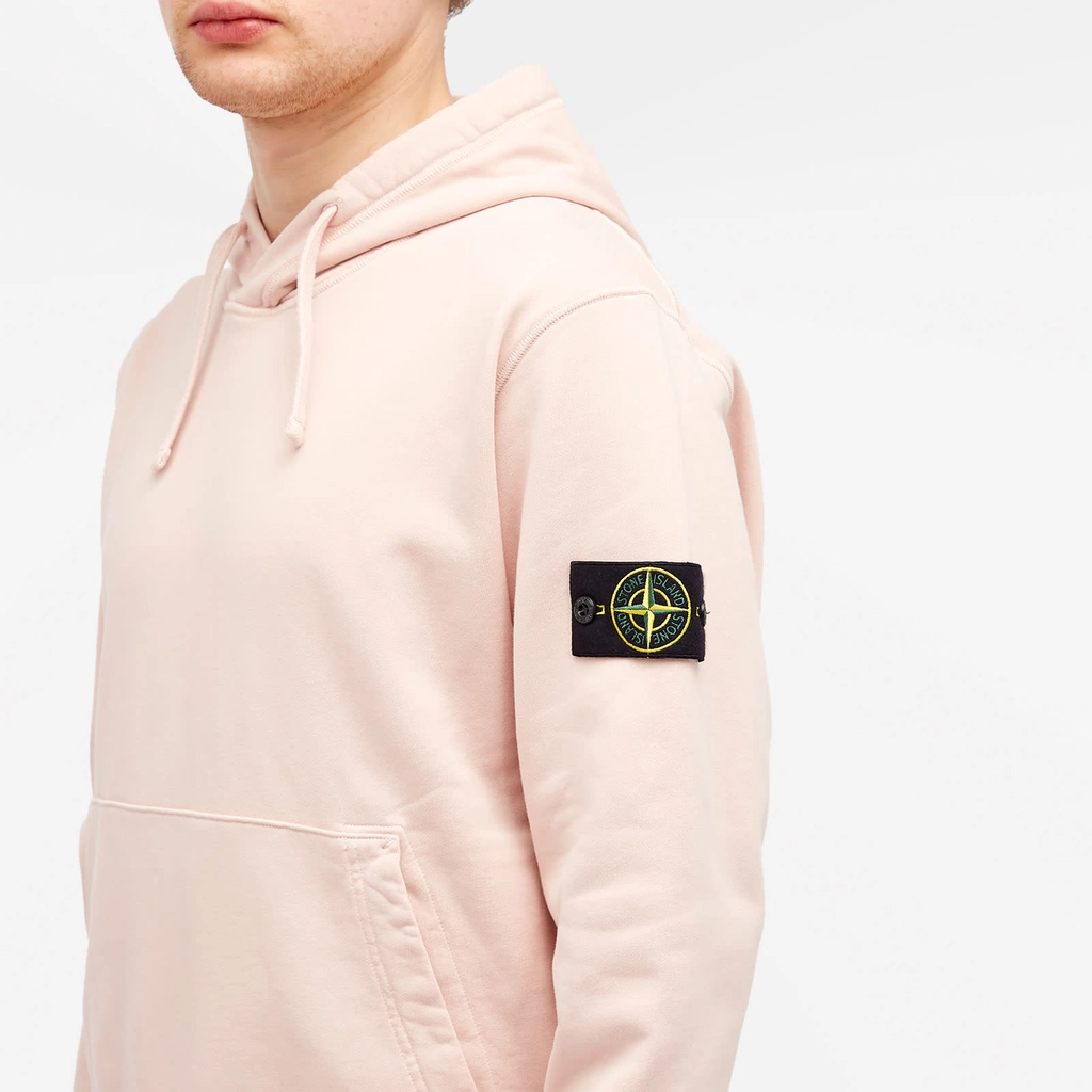 Stone Island Men's Garment Dyed Popover Hoodie Antique Rose